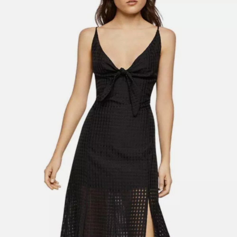 BCBGeneration black checked bow maxi dress, Size 2